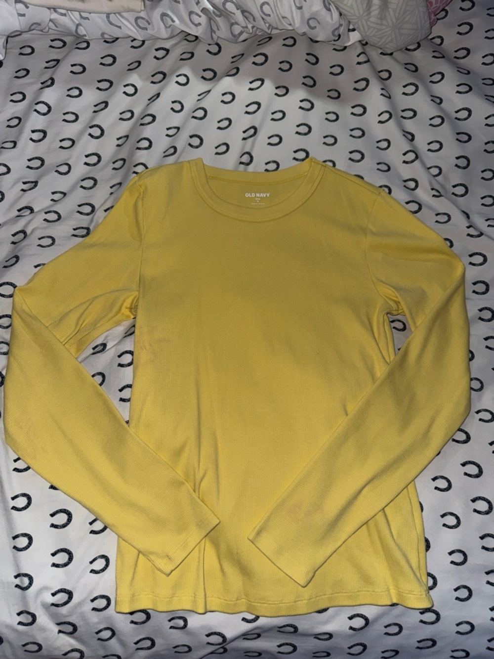 Old Navy Yellow Ribbed Long Sleeve Crew Top